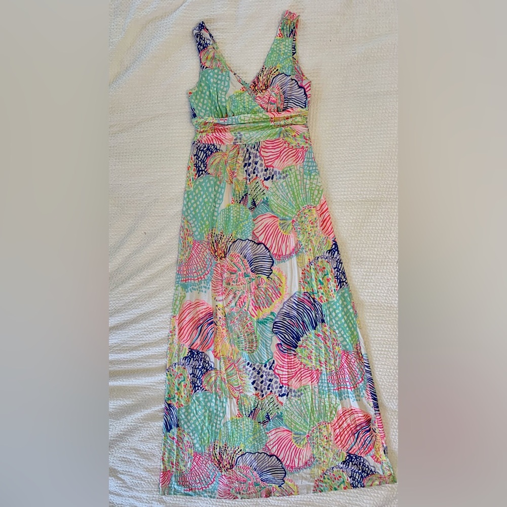 Lilly Pulitzer 	Sloane V-Neck Maxi Dress Size:M Color:Multi Roar Of The Seas